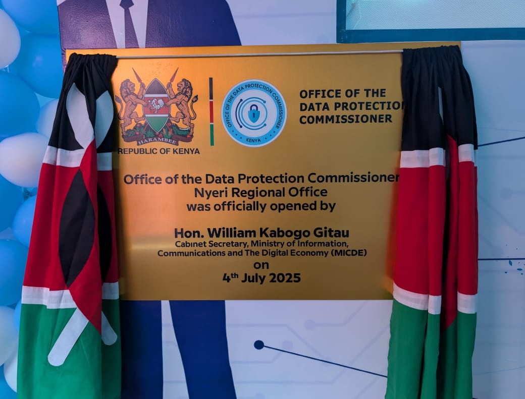 The Office of the Data Protection Commissioner (ODPC) Nyeri Regional Office was officially inaugurated, alongside the launch of the ODPC Strategic Plan 2025-2029, at Dedan Kimathi University of Technology (DeKUT) in Nyeri County