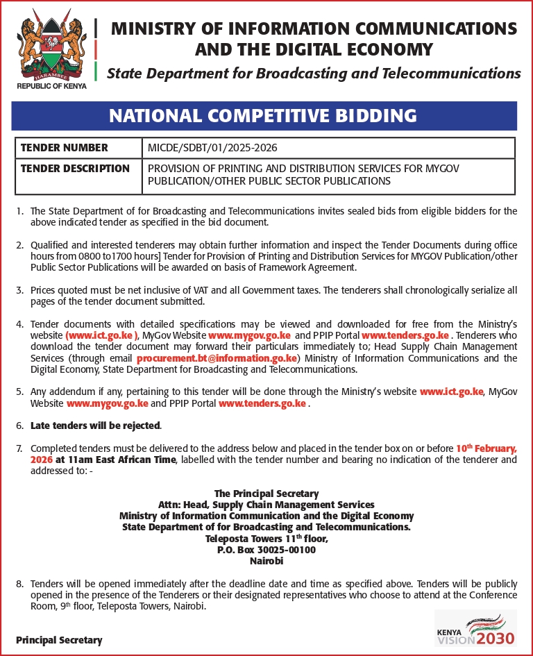 Provision of Printing and Distribution Services for Mygov Publication/Other Public Sector Publications