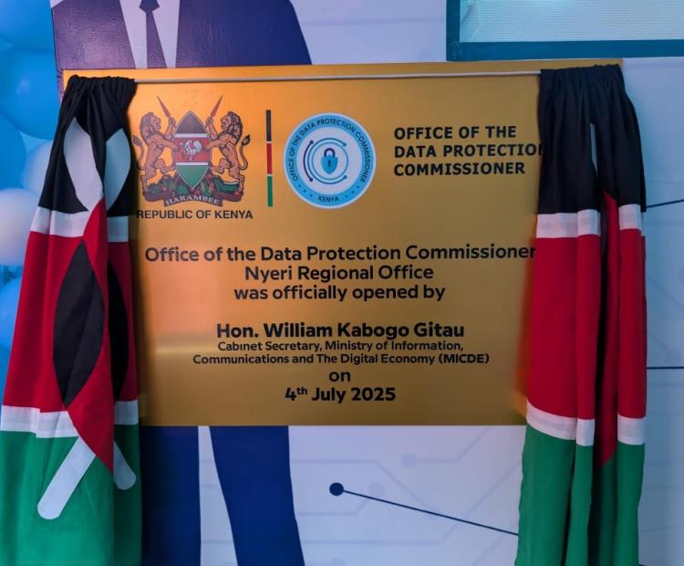 The Office of the Data Protection Commissioner (ODPC) Nyeri Regional Office was officially inaugurated, alongside the launch of the ODPC Strategic Plan 2025-2029, at Dedan Kimathi University of Technology (DeKUT) in Nyeri County
